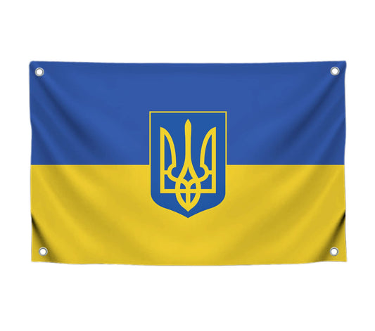 3x5 Feet Ukrainian Flag with 4 Brass Grommets - Country Flag for Wall Decoration - Polyester Flags for House Yard Garden. Ukraine Single Sided Banners