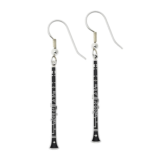 3.11x2.24x0.67 Inch Black Clarinet Earring Harmony Jewelry - Music Jewelry Gift for Women or Mother - Fashion Jewelry Earring for Womens or Mans