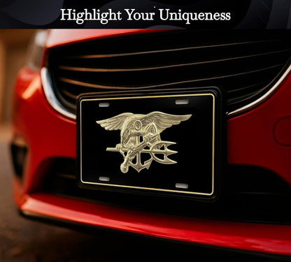 US Navy License Plate Frame - Stainless Steel Frames for Front and Rear Standard Cars USA - Metal Plates Frames with 4 Holes and Screws 6x12.25 inches