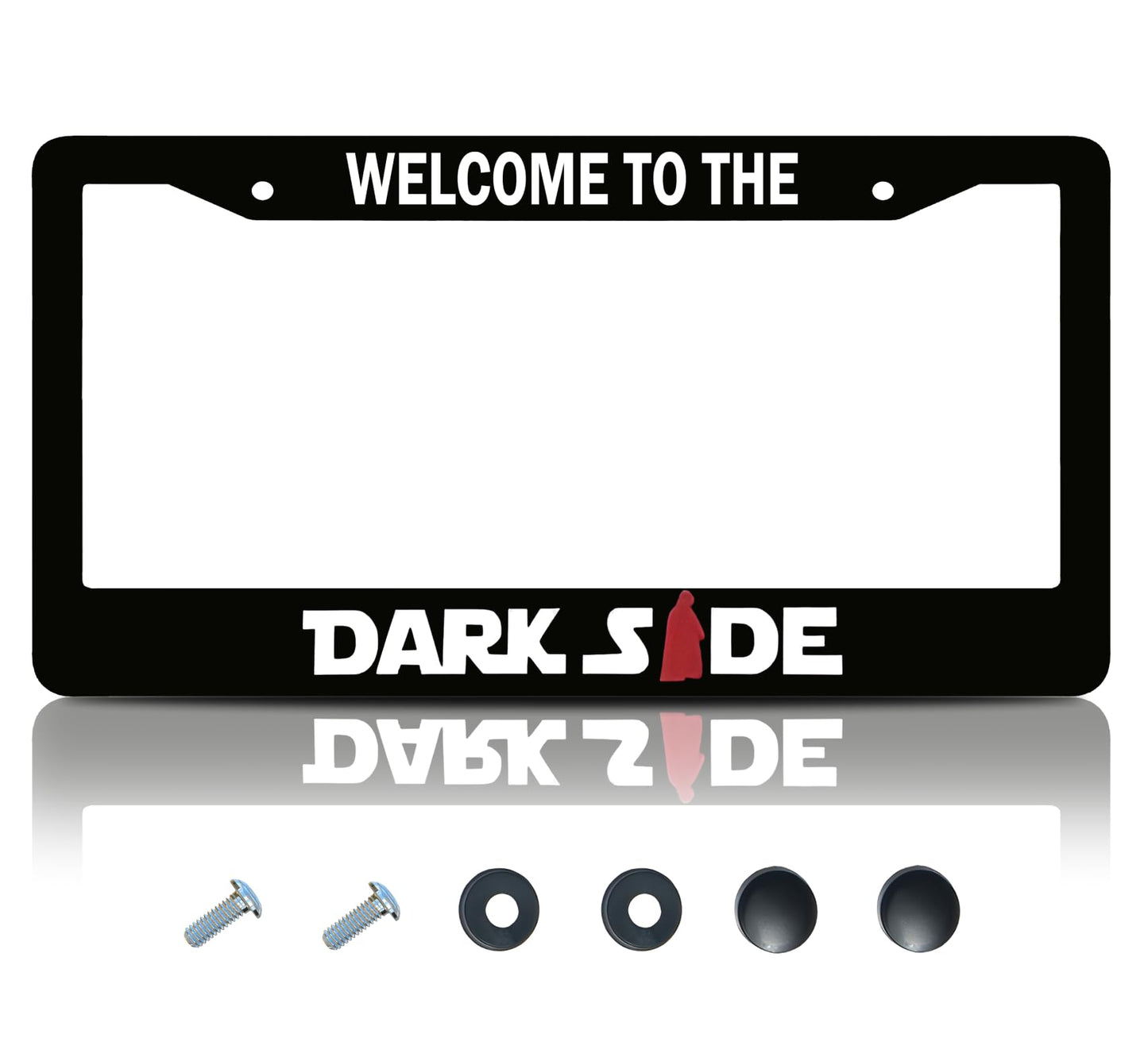 6x12.25 Inch Car License Plate Frame Welcome to The Darkside - Black with Red Combo License Plate Frame with 2 Holes and Screws