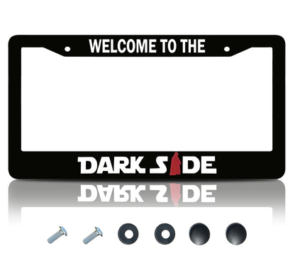 6x12.25 Inch Car License Plate Frame Welcome to The Darkside - Black with Red Combo License Plate Frame with 2 Holes and Screws