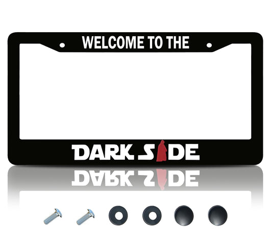 6x12.25 Inch Car License Plate Frame Welcome to The Darkside - Black with Red Combo License Plate Frame with 2 Holes and Screws