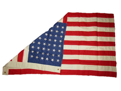 3x5 Embroidered Sewn 48 Star USA American Tea Stain Vintage Cotton Flag 3'x5'