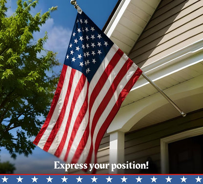 3x5 Feet Embroidered USA American Nylon Flag with Sleeve - Americane Flags or Banners for Outside or Outside - Events Celebration Decorations Supplies