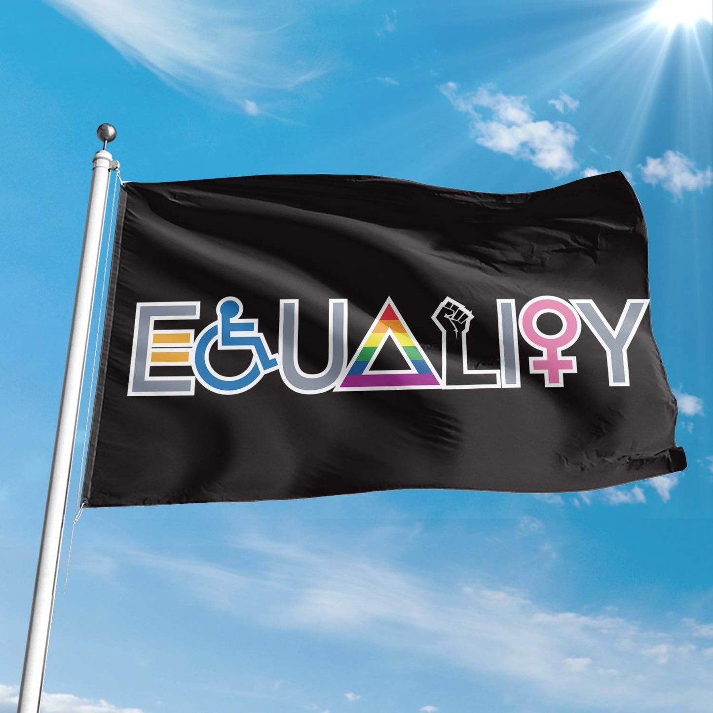 3x5 Equality Banner Flag Black Lives Matter & Love is Love & Feminism is for Everyone UV Resistance Fading & Durable Heavy Duty with Brass Grommets