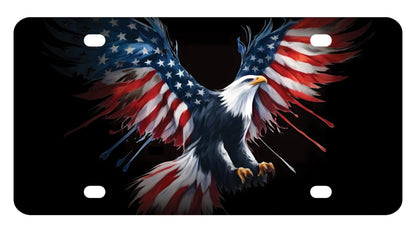 6x12.25 Inch USA Flag American Bald Eagle License Plate Frame with 4 Holes and Screws - Personalise Car Front License Plate Frames Stainless Steel