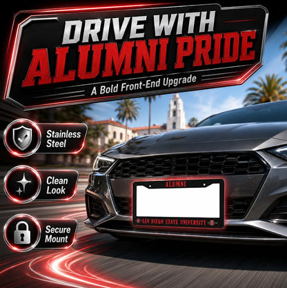 6x12.25 in San Diego State University Alumni License Plate Frame – Stainless Steel