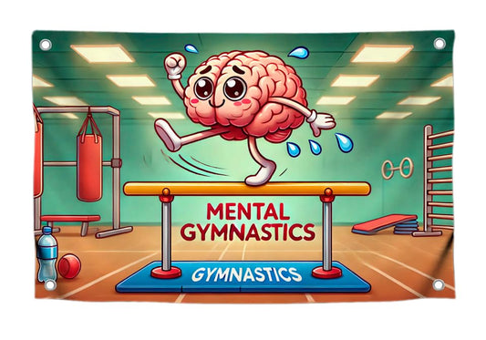 3x5 Feet Meme Flag of Brain Warming - "Mental Gymnastics" Good Creative Thinking Idea - Single Sided Polyester Flags with 4 Brass Grommets