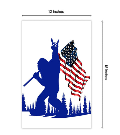 2X Single Sided 3x5 Ft and 12x18 Inches Funny Blue Bigfoot Polyester Flag - American Flags Outdoor Banner Decor with Brass Grommets