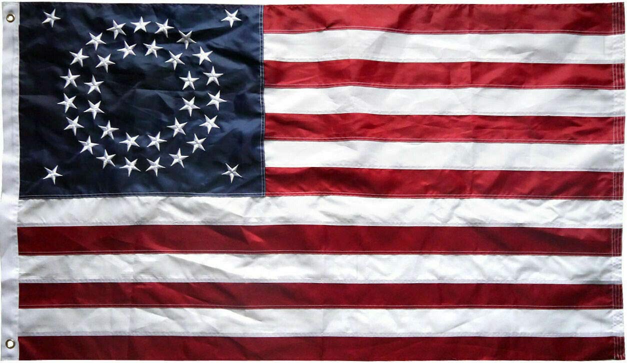 3x5 Ft 35 Stars Union Flag Embroidered Nylon US Civil War Historical USA (Round)
