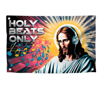 3x5 Feet Tapestry Polyester Flag "Holy Beats Only" with Four Brass Grommets - Tapestries for College Dorm Room Meme Banners Flags for Bedroom