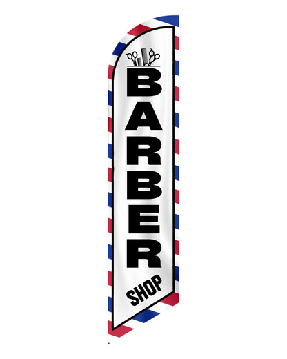 12x2.5 Feet Tall Feather Flags "Barber Shop" - Advertising Replacement Feather Banner - Single Sided Feathers Banners Barber Themed - Advertising Flag