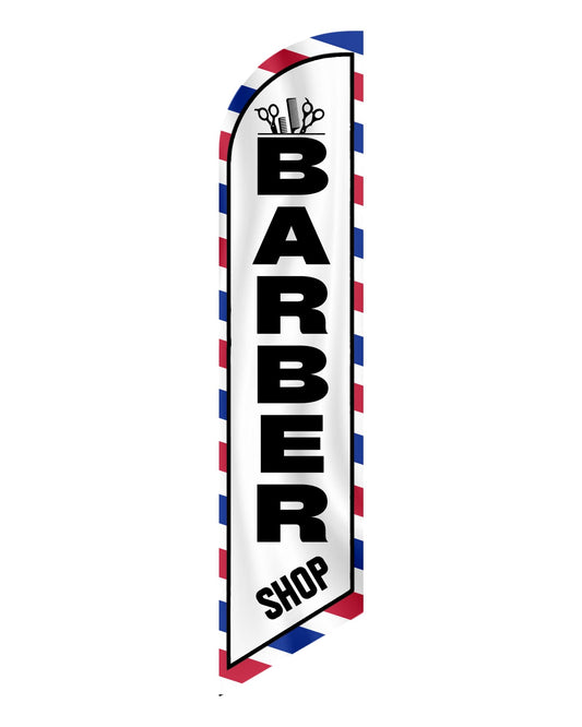 12x2.5 Feet Tall Feather Flags "Barber Shop" - Advertising Replacement Feather Banner - Single Sided Feathers Banners Barber Themed - Advertising Flag