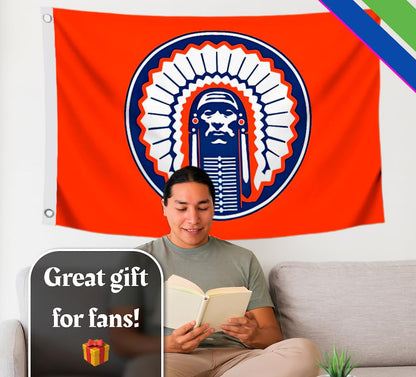 3x5 Feet Fighting Chief Versatile Flag with Four Brass Grommets - Single Sided Decorative Red Flags for Home Gym Decor - Polyester Themed Posters