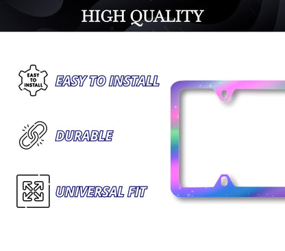 2X Tri-Color Personalized Car License Plate Frame for US Standard Frame - Stainless Steel Plate Frame with Screws 6x12.25 inches and 4 Holes and Screw