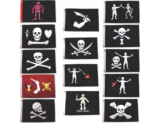 3x5 Historic Jolly Roger Pirate Captains Package Flag 3'x5' Grommets (14 Flags) Fade Resistant Double Stitched Premium Penant House Banner Grommets