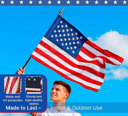 3x5 Feet Embroidered USA American Nylon Flag with Sleeve - Americane Flags or Banners for Outside or Outside - Events Celebration Decorations Supplies