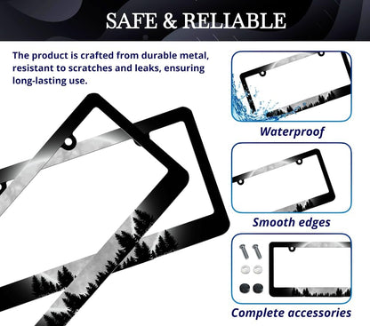 Full Moon Forest License Plate Frame with 2 Holes and Screws Metal Plate Frame with Screws 6x12.25 inch