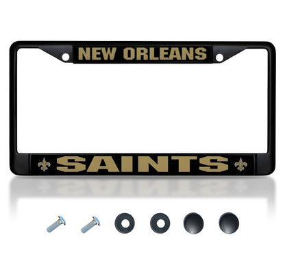 6x12.25 in New Orleans Saints License Plate Frame – Stainless Steel