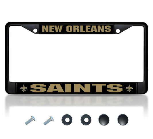 6x12.25 in New Orleans Saints License Plate Frame – Stainless Steel