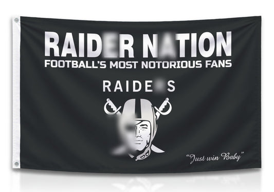 3x5 Feet Raiders Nation Single Sided Flag with 2 Brass Grommets - Polyester Banner for Garage Man Cave Wall Decoration - Raiders Nation USA American