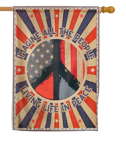30x40 Inches Hippie Peace Polyester Flags - Imagine All The People Living Life in Peace Single Sided Flag - Decorations USA House or Home Wall Flags