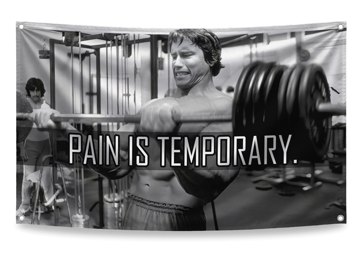 3x5 ft Schwarzenegger Pain Is Temporary Flag – Motivational Gym Banner