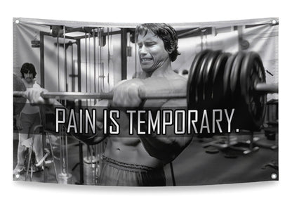 3x5 ft Schwarzenegger Pain Is Temporary Flag – Motivational Gym Banner