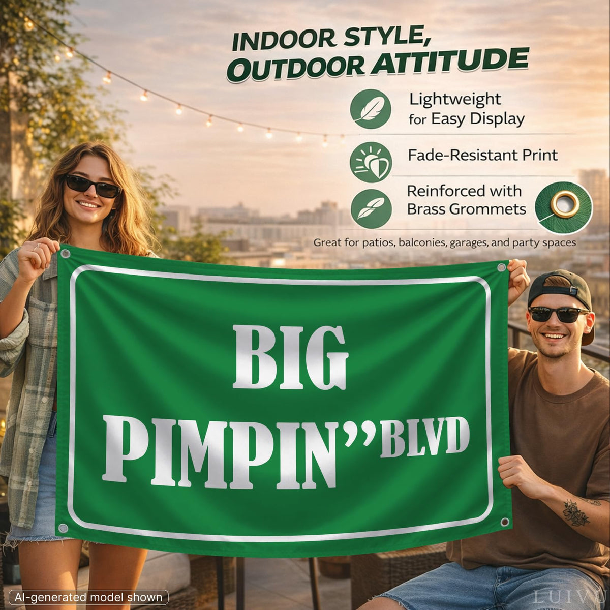 3x5 ft Big Pimpin' Blvd Funny Quote Flag – Dorm Wall Banner