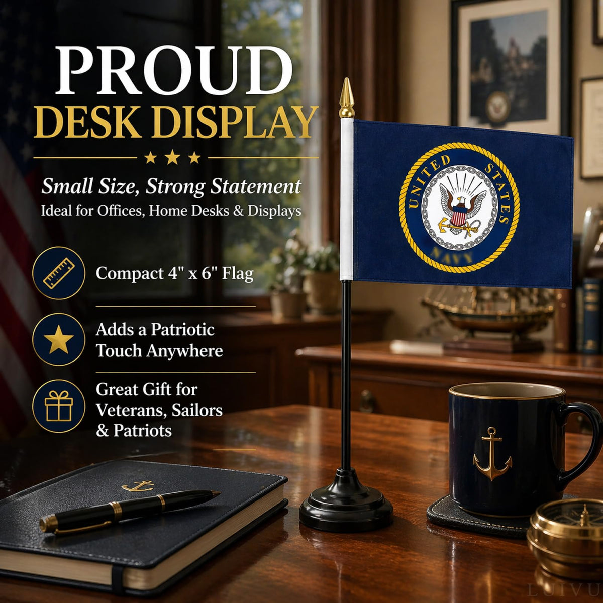 4x6 in US Military Service Desk Flags, Pack of 12 – Mini Stick Flags