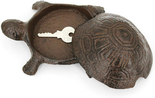 ULVEOL Top Brass Turtle Key Hider Figurine - Cast Iron Garden Statue with Secret Compartment for Used Indoor and Outdoor