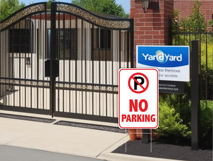 3 Pack 12x8 Inches No Parking Double Sided Sign with H-Stakes - No Parking Signs for Business or Yard
