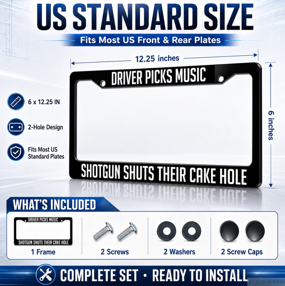 6x12.25 in Driver Picks Music, Shotgun Shuts Their Cake Hole License Plate Frame – Black