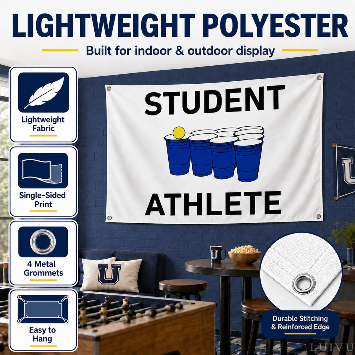 3x5 ft Student Athlete Flag – College Dorm & Frat Wall Banner