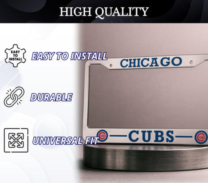 12.4x6.4 Inch License Plate Frames with 2 Holes and Screws - License Plate Frame Chicago for Car - Stainless Steel Frame for Front and Rear