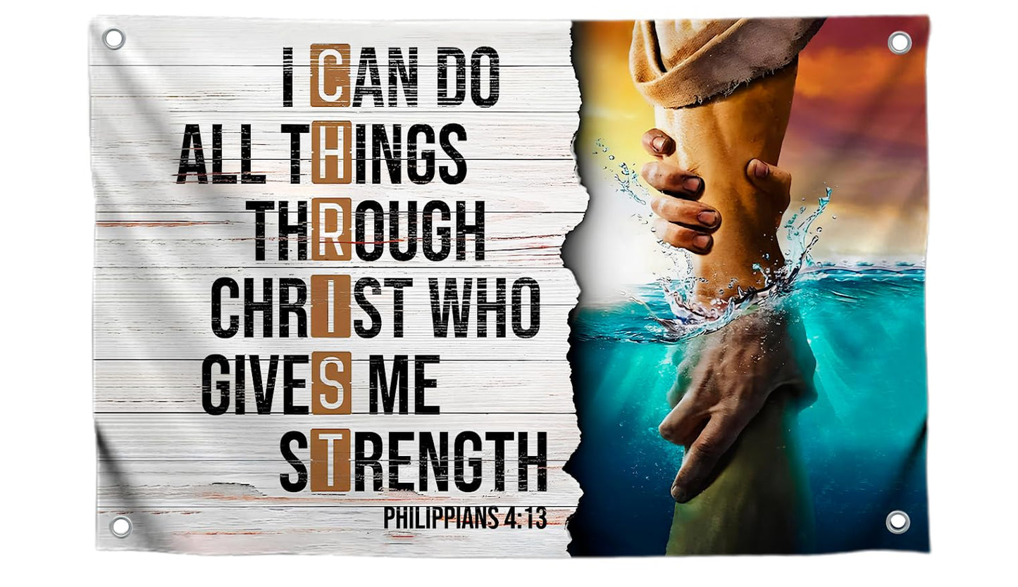 3x5 Ft Verse Wall Polyester Flag with 4 Grommets - Inspiring Spiritual Motivational Single Sided Banner - Bedroom Wall Decoration