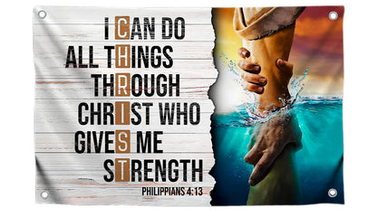 3x5 Ft Verse Wall Polyester Flag with 4 Grommets - Inspiring Spiritual Motivational Single Sided Banner - Bedroom Wall Decoration
