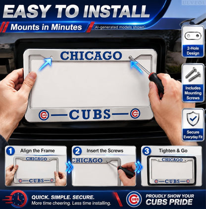 12.4x6.4 in Chicago License Plate Frame – Stainless Steel, Fits Standard US Plates