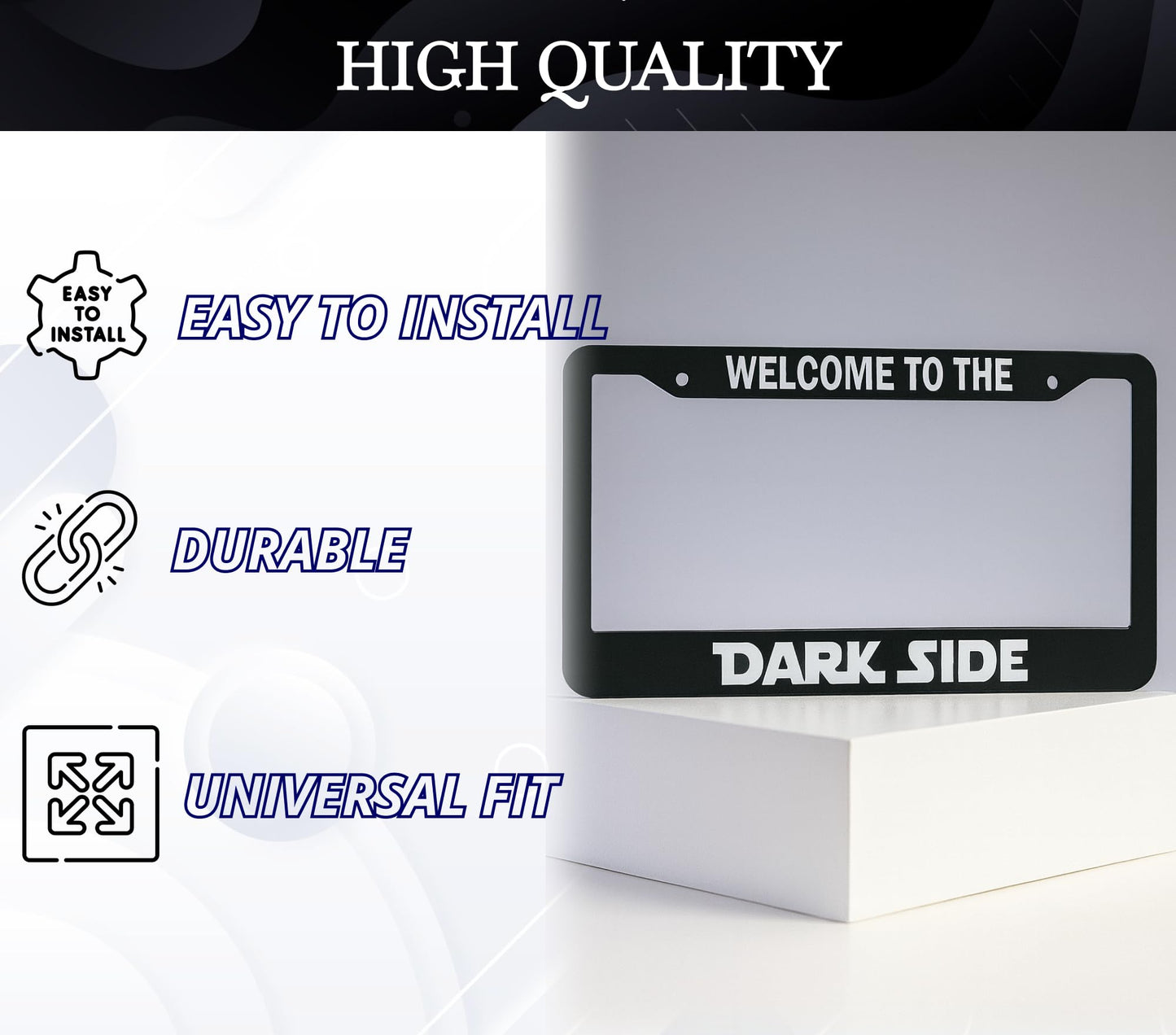 6x12.25 Inch Car License Plate Frame Welcome to The Darkside - Black with Red Combo License Plate Frame with 2 Holes and Screws