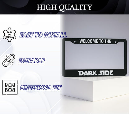 6x12.25 Inch Car License Plate Frame Welcome to The Darkside - Black with Red Combo License Plate Frame with 2 Holes and Screws