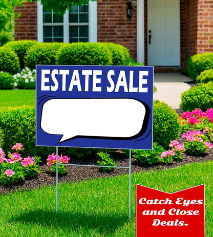 Set of 3 Double Sided 12x8 Inches Plastic Black Moving Sale Signs with Metal H-Stakes - Real Estate Perfect for Home Owners