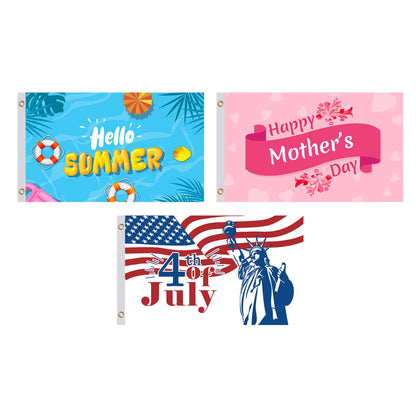 Set 12X Seasonal Flags 3x5 Feet. Spring Summer Fall Winter Halloween Christmas Polyester/Nylon Flag with 2 Grommets.Single Sided Flags for All Seasons