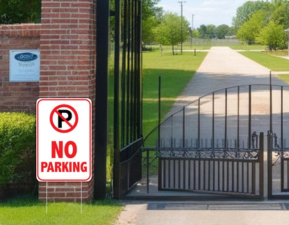 3 Pack 12x8 Inches No Parking Double Sided Sign with H-Stakes - No Parking Signs for Business or Yard
