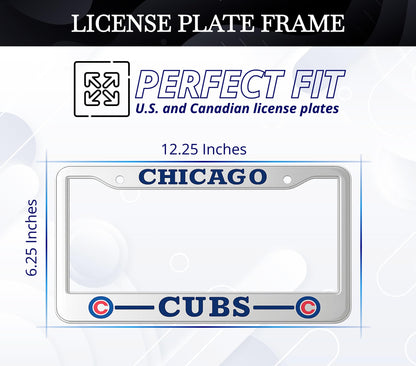 12.4x6.4 Inch License Plate Frames with 2 Holes and Screws - License Plate Frame Chicago for Car - Stainless Steel Frame for Front and Rear
