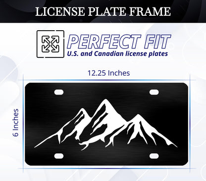 6x12.25 Inch Personalized Mountains License Plate Frame - Black and White Mountain License Plate Frames with 4 Holes and Screw