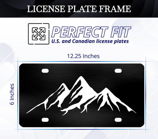 6x12.25 Inch Personalized Mountains License Plate Frame - Black and White Mountain License Plate Frames with 4 Holes and Screw