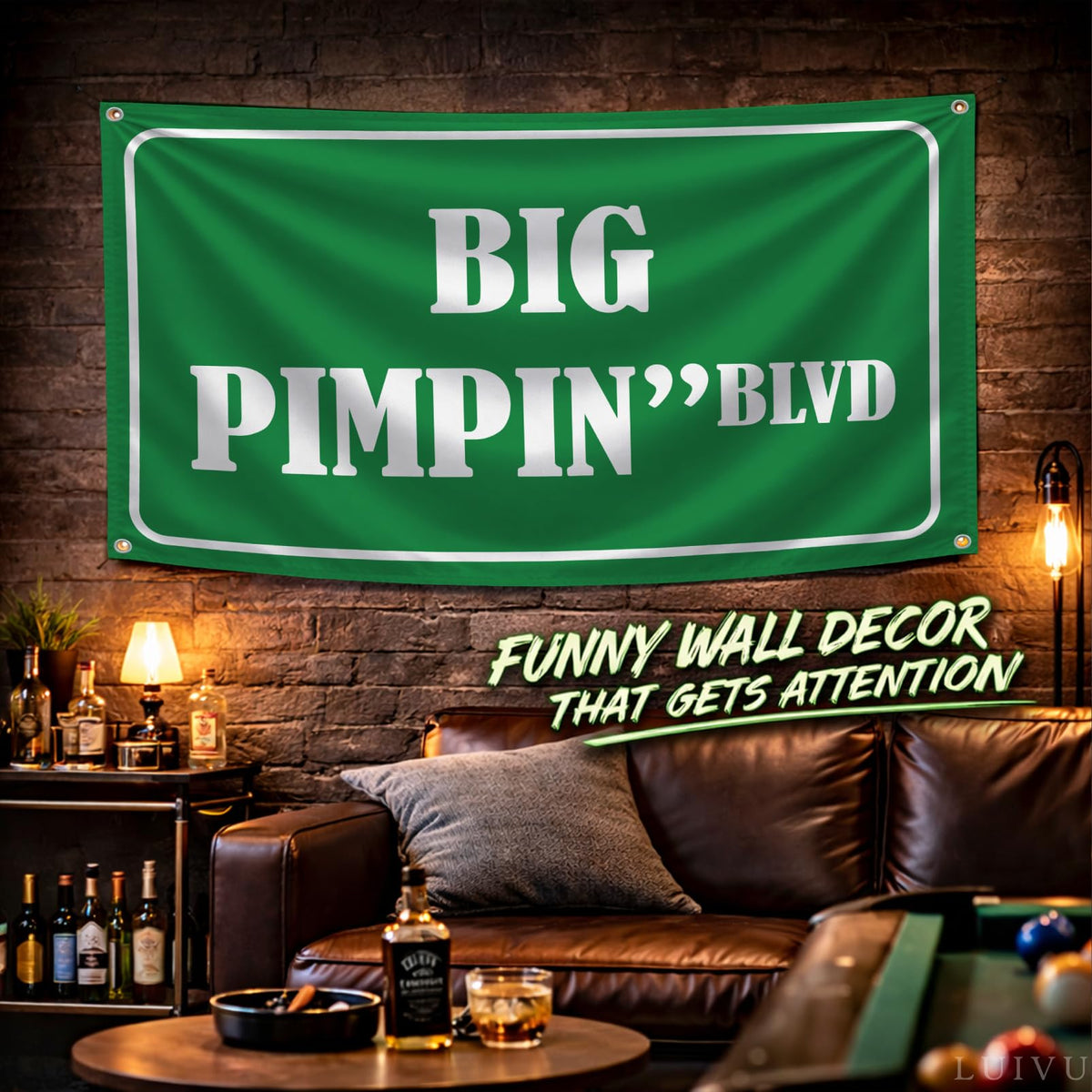 3x5 ft Big Pimpin' Blvd Funny Quote Flag – Dorm Wall Banner