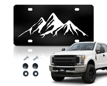 6x12.25 Inch Personalized Mountains License Plate Frame - Black and White Mountain License Plate Frames with 4 Holes and Screw