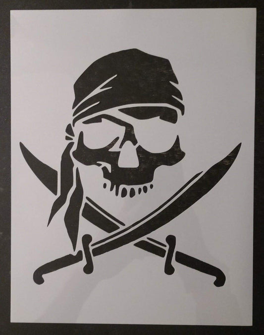 Reusable Sturdy Stencil Pirate Skull Patch Flag Bandana 8.5" x 11" Cut Stencil Sheet (not Paper) Arts and Crafts Material Scrapbooking