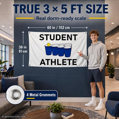 3x5 ft Student Athlete Flag – College Dorm & Frat Wall Banner
